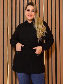 PLUS SIZE BENGALINE JACKET WINTER OVERCOATER PLUS SIZE CUSTOM CUFF CUFF MODEL PARKA COAT - màu đen - Xem 1