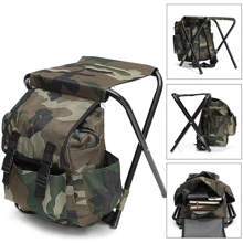 Mochila de Senderismo con Silla Plegable Camuflaje Portátil Multiusos - Verde militar - Ver 5