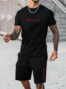 Men's T-Shirt And Shorts Set Men's T-Shirt And Men's Shorts 216 - màu đen - Xem 1