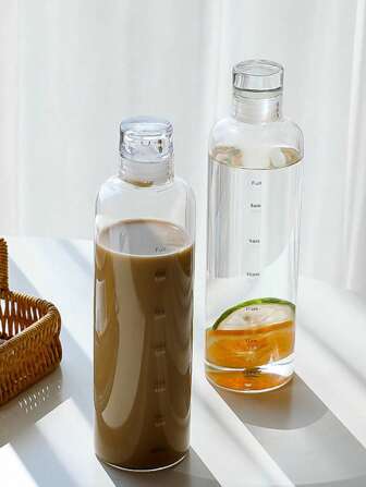 极具吸引力的水平时间刻度水杯，透明塑料防漏杯，男女便携式水杯，水瓶，适用于户外、露营