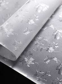 1卷复古花卉图案窗户隐私膜，3D磨砂花卉静电吸附膜，无粘性可重复使用，适用于家庭、厨房、客厅（17.53*118英寸）