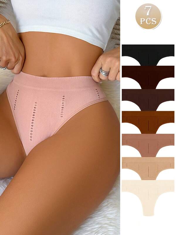 7 piezas de bragas sexys para mujer, sin costuras y de cintura baja, con diseño de tanga y borde con volantes de varios colores