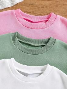 Bộ 3 áo nỉ cổ tròn lót nhiệt in hình trái tim cho bé gái tuổi teen - Nhiều màu - Xem 3