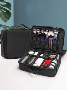 防水化妆品收纳袋专业化妆包便携手提包大容量斜挎化妆盒，化妆包化妆袋护肤包洗漱包收纳袋，必需品邮轮必需品，婚礼伴娘礼物，妈妈礼物，生日礼物，家居装饰，浴室客厅卧室装饰，婚礼伴娘礼物，妈妈礼物，生日礼物，家居装饰，浴室客厅卧室装饰化妆包节日必需品化妆包节日 2024 化妆品收纳袋化妆品收纳 - 黑色 - 查看 2