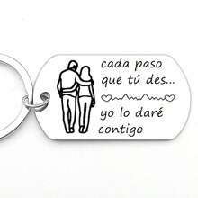 1pc Couple Stainless Steel Keychain With Romantic Spanish Quote Business Style Keyring Perfect Gift For Birthday Anniversary Present Valentine's Day Car Accessories Bag Charm