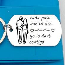 1pc Couple Stainless Steel Keychain With Romantic Spanish Quote Business Style Keyring Perfect Gift For Birthday Anniversary Present Valentine's Day Car Accessories Bag Charm