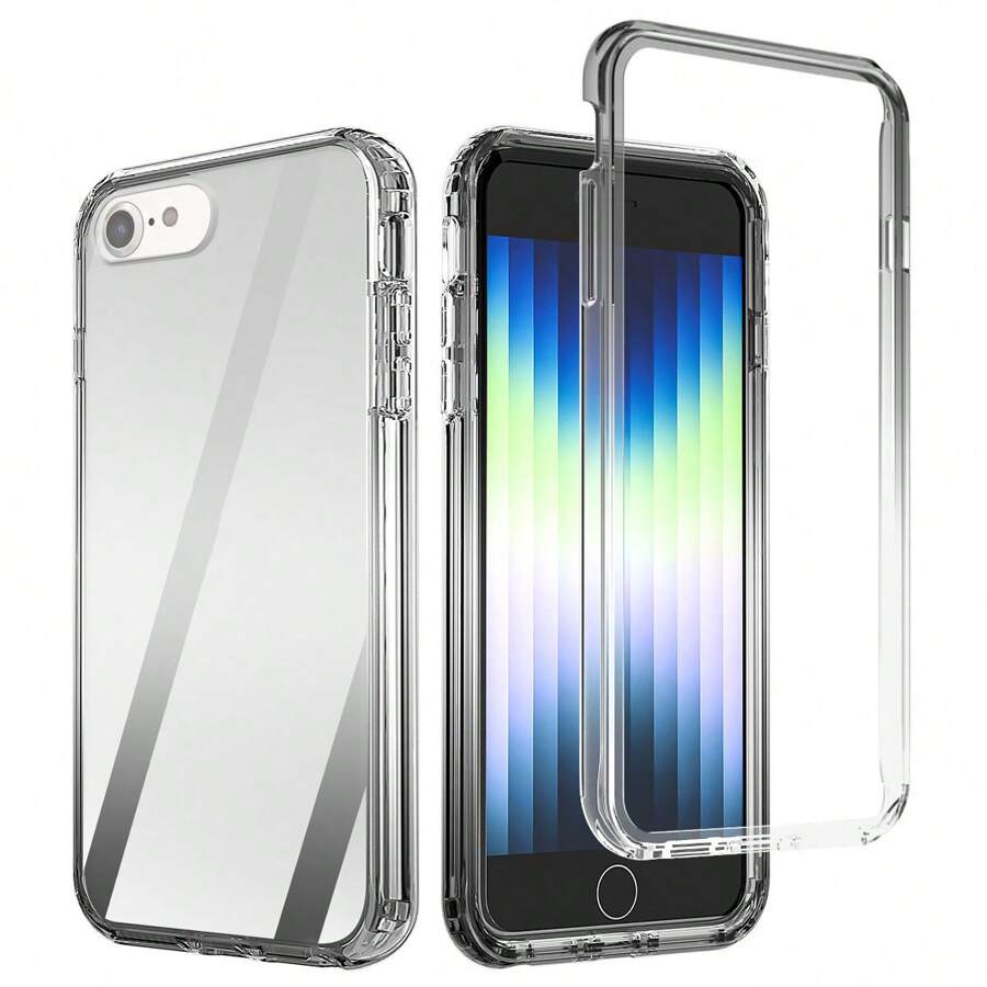 1Pc Transparent Gradient Protective Phone Case Shockproof Dual Layer Protection Clear Cover Compatiable With IPhone SE 3rd Gen/IPhone SE 2nd Gen/IPhone SE 2022/IPhone SE 2020/IPhone 8 Plus/IPhone 7 Plus/IPhone 8/IPhone 7/Pixel 8 Pro/Pixel 8 - Rõ ràng màu đen - Xem 1