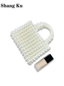 French Fashion High-Quality Handmade Beaded Woven Hollow Out Clutch Evening Bag - White - View 8