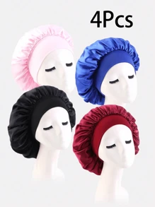 1/4 女士柔软帽檐纯色宽边弹性舒适日常护发帽 - 彩色 - 查看 6