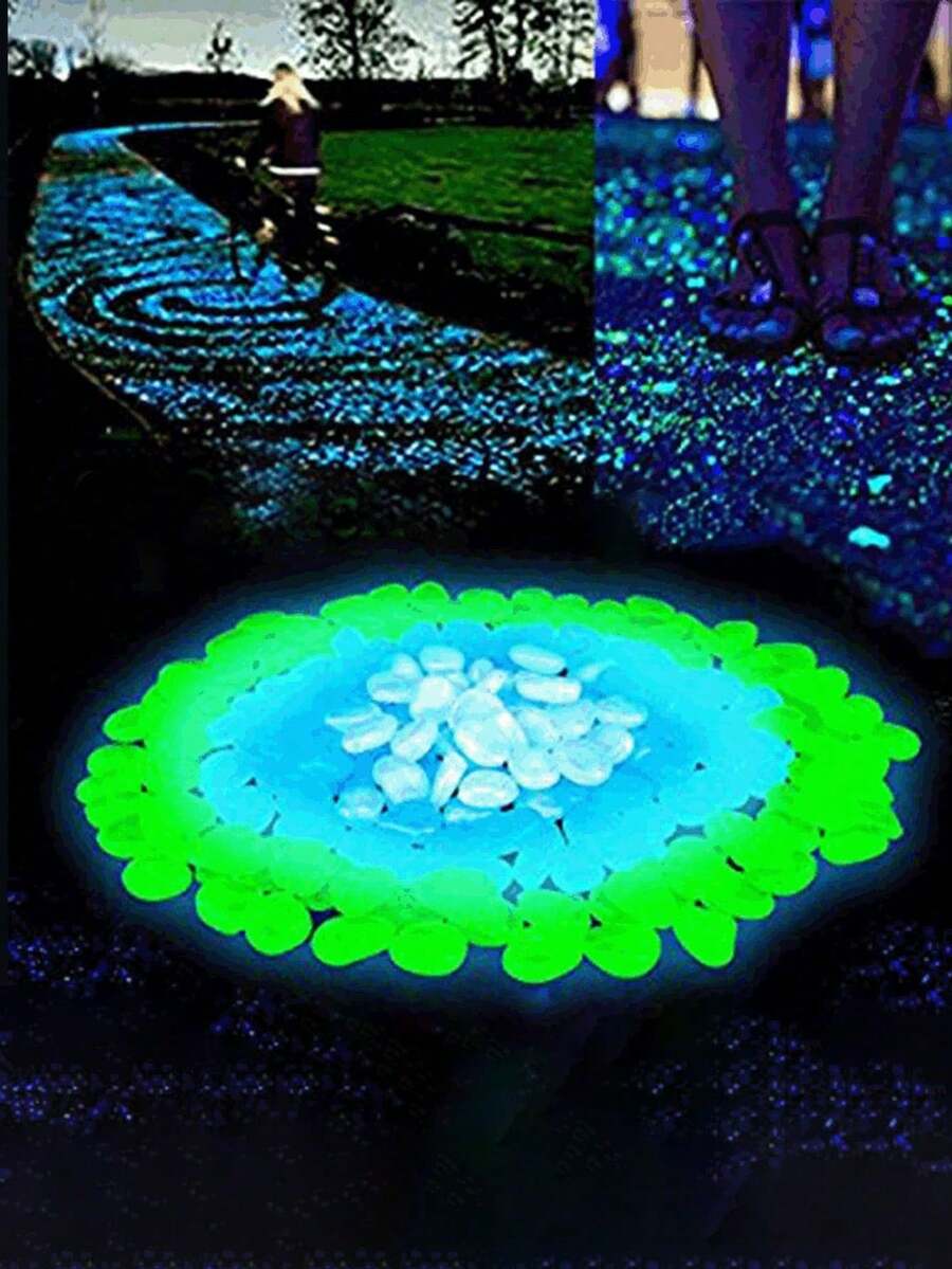 200 件装小夜灯石发光鹅卵石花园鱼缸景观 0.5 克荧光石 - 彩色 - 查看 1