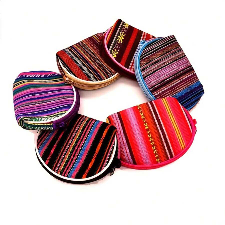 1/2/3 pièces Porte-monnaie avec sangle pour poignet de couleur aléatoire, petit porte-monnaie à pièces, étui à monnaie en tissu avec sangle pour poignet, étui à monnaie, porte-clés charms - Multicolore - Voir 1