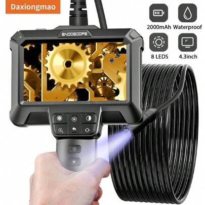 Daxiongmao 4.3'' Endoscope Camera 1080P HD 8mm Inspection Camera With 8 LED Light IP67 Waterproof Borescope Gadgets