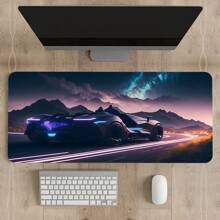鼠标垫超级跑车插画印花防滑键盘垫跑车定制电脑桌垫游戏玩家橱柜地毯鼠标垫适用于游戏和办公室 - 彩色 - 查看 5