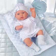 12-Inch Reborn Doll, Realistic Doll With Blue Outfit And Soft Sleeping Mat, Holiday/Birthday Gift (Includes Doll)