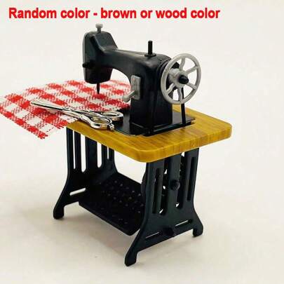 3pcs/Set Random Color Decoration House Miniature Furniture Retro Sewing Machine Set Mini Simulation Ornaments Handmade Scene Model Best Gifts Birthday Graduation