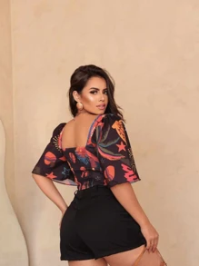 Women's Tailored Short Skirt With Leather Belt - 黑色 - 查看 3