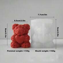 1 Peça Molde de Silicone em Formato de Urso, Molde Artesanal DIY para Fazer Velas, Decoração de Feriados, Acessório para Casa