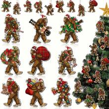 27 piezas Adorno de árbol de Navidad Ornamento de Bigfoot de madera Adorno colgante de Bigfoot de Navidad Decoración divertida del árbol de Navidad Gorilas Adornos decorativos colgantes para la decoración navideña