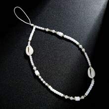 1 buc. Șnur de telefon decorativ cu scoici în stil boem, mărgele de lut și perle artificiale, cadouri pentru mamă, familie, prieteni, ziua de naștere, pandantiv de telefon de sărbători, lanț de telefon