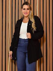 PLUS SIZE BENGALINE JACKET WINTER OVERCOATER PLUS SIZE CUSTOM CUFF CUFF MODEL PARKA COAT - màu đen - Xem 3