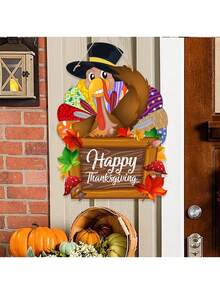 Decoraciones del tema del Día de Acción de Gracias, letrero de puerta de cuerda de yute para dormitorio y sala de estar - Multicolor - Ver 5