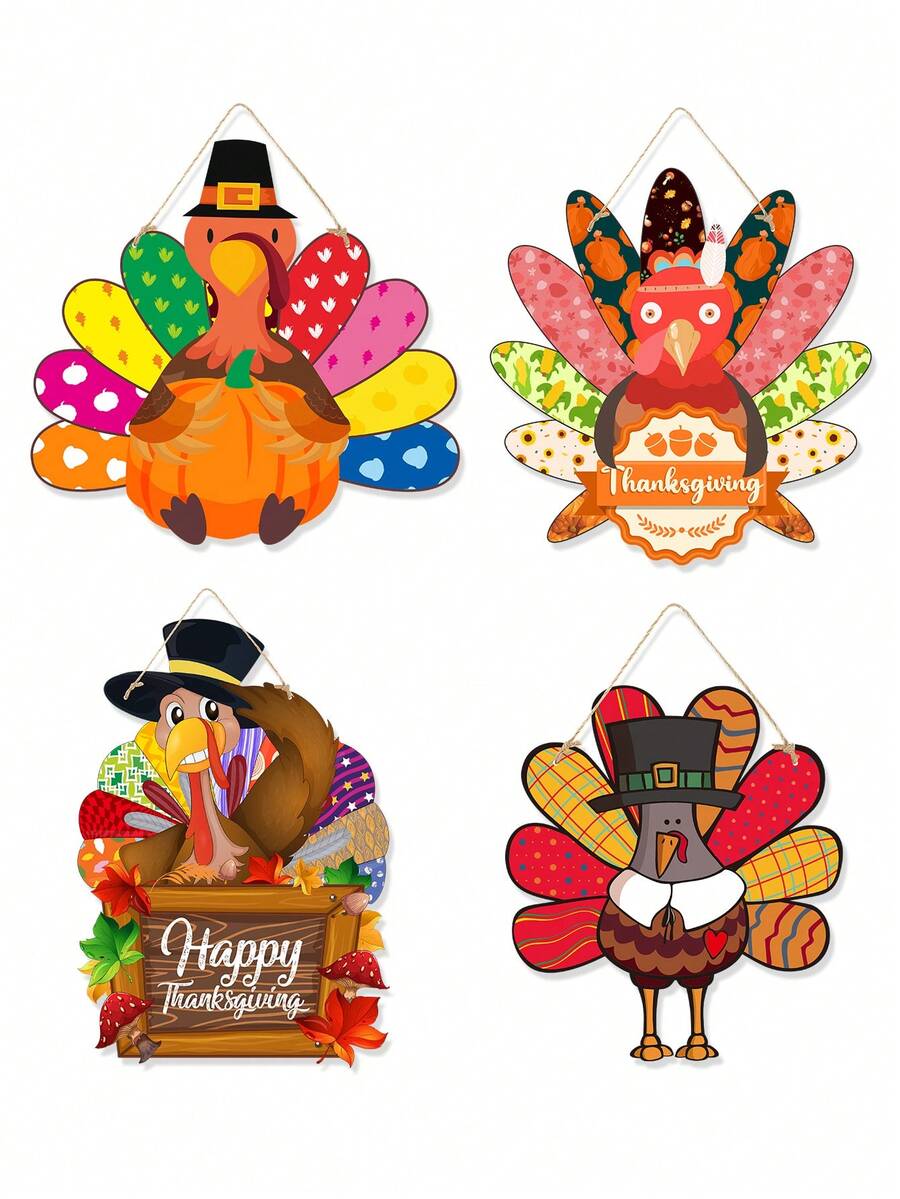 Decoraciones del tema del Día de Acción de Gracias, letrero de puerta de cuerda de yute para dormitorio y sala de estar - Multicolor - Ver 1