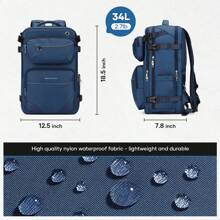 Maelstrom Travel Backpack For Men Women, 34L Carry-On Backpack For Traveling On Airplane,With Fashion Belt Bag,Fit 17"Laptop - Blue - View 2