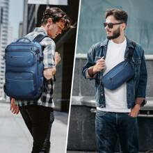 Maelstrom Travel Backpack For Men Women, 34L Carry-On Backpack For Traveling On Airplane,With Fashion Belt Bag,Fit 17"Laptop - Blue - View 6