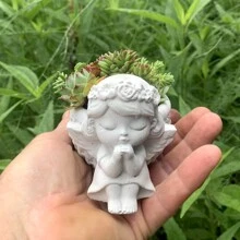 可爱女孩设计的多功能硅胶模具，用于制作多肉花盆、笔筒、烛台等。 - 白色 - 查看 9