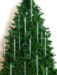 12 件透明圣诞冰锥装饰冰条人造冰柱装饰创意圣诞树线冰块，圣诞装饰，圣诞礼物 - 彩色 - 查看 1