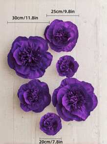 3 pièces Fleurs en papier de soie violet, fournitures de fleurs artificielles pour décoration de fête, décoration de mariage, mur d'arrière-plan, décoration de chambre, baby shower