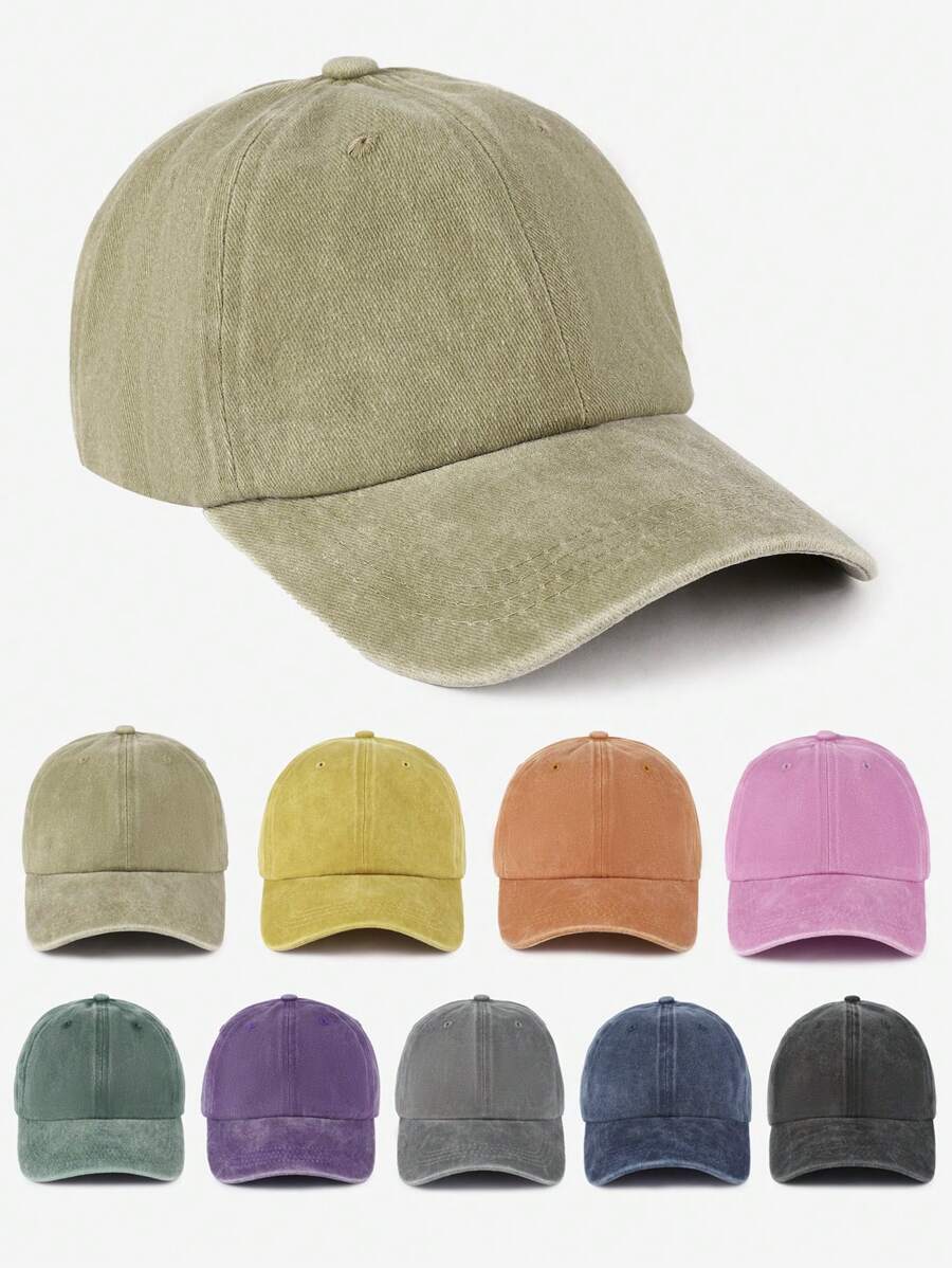 1 bucată șapcă de baseball din denim spălat solid pentru bărbați, mărime mare, reglabilă, elegantă, simplă, unisex, pălărie de soare cu vârf pentru exterior, muncă, călătorii, timp liber - A - Vizualizare 1