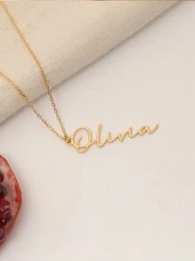 Custom Name Necklace For Women Personalized Vertical Letter Pendant Choker Stainless Steel Jewelry Gift Gold Chain Collar Stylish,Fall Fashion,Contracted,Simple,Casual,Vintage,Old Money,Cuties Custom,Personalized,Unique Ideal Gifts