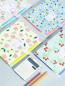 5pcs Waterproof Ditsy Floral Multi-Layer File Folders, Large Capacity Office Document Organizer, PP Portfolio Paper Organizer - Multicolor - View 2