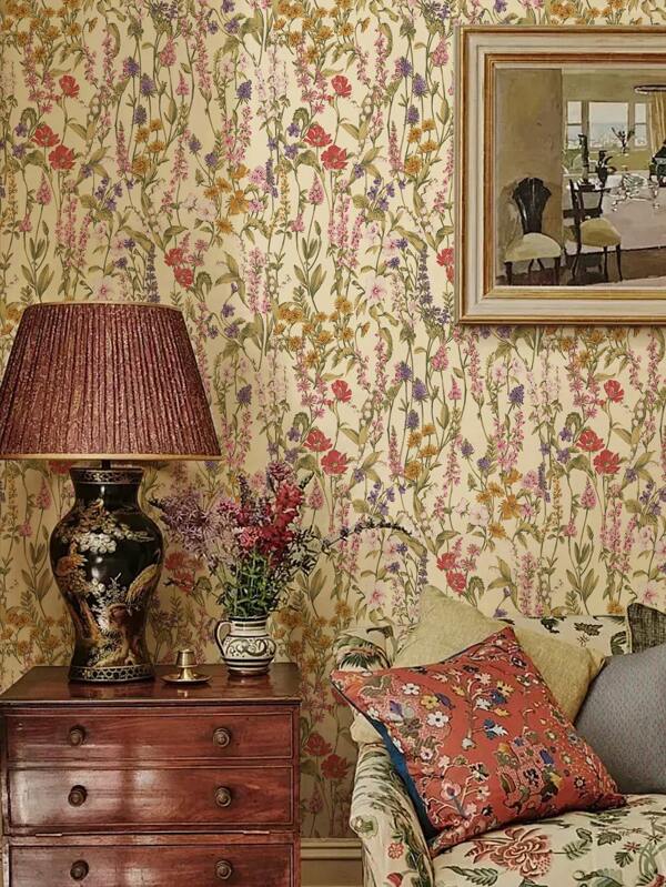 1roll Floral Peel And Stick Wallpaper Pink Lavender Lilac Flower Wallpaper Removable Contact Paper Self Adhesive Green Leaf Wall Paper For Bedroom Furniture Decor,Renovation Stickers Peel Wall Panels,Wall Paper, Wallpapers,Spring Decoration Items Refesh Your Home,Rama Decoration Stickers Gifts Birthday Graduation