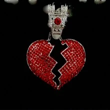 Men's Rhinestone Heart Charm Necklace, For Jewelry Gift And Party Valentines,Mom,Mother,Mother's Day,Gift