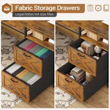 L Shaped Desk With 2 Drawers, Reversible Computer Desk With LED Lights And Power Outlet, Home Office Desk