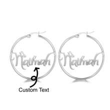 1 par de pendientes de aro con nombre de corona de acero inoxidable personalizados, joyería de moda personalizada para mujeres