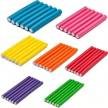 10Pcs Flexible Heatless Hair Rollers(Random Color), Bendy Twist Curling Rods For DIY Soft Foam Curls Hair Styling Tools - Multicolor - View 6