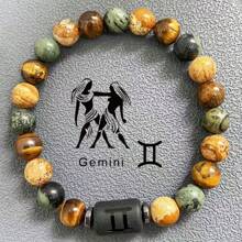 1 Stück Obsidian Armband mit Zwölf Tierkreiszeichen Perlen, Geschenk zum Vatertag, geeignet für Unisex Familie, Freunde - Schwarz - Übersicht 15