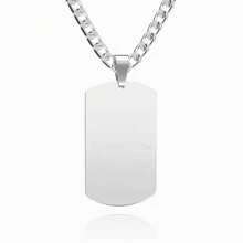 Custom Photo Memorable Military ID Necklace - Engraved Dogtags Picture Pendant - Sentimental Gift - Silver - View 2