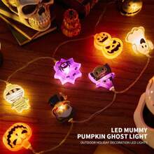1 pièce 10/20/40 LED Guirlandes lumineuses de décoration d'Halloween - Citrouille, Fantôme, Araignée, Momie, Décoration de vacances et de maison, Décoration d'Halloween, Décoration de chambre, Décoration de jardin d'Halloween pour cadeau, Décoration de fête des fées, Décoration de festival
