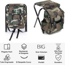 Mochila de Senderismo con Silla Plegable Camuflaje Portátil Multiusos - Verde militar - Ver 10