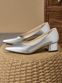 MonaNise Women's Fashion Green Pointed Toe, Navy & Beige Stone Patterned Slip-On Pumps For Vacation, Travel, Shopping, Outdoor & Casual Versatile Chic Black Flats - Silver - View 5