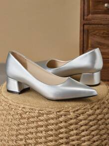 MonaNise Women's Fashion Green Pointed Toe, Navy & Beige Stone Patterned Slip-On Pumps For Vacation, Travel, Shopping, Outdoor & Casual Versatile Chic Black Flats - Silver - View 3