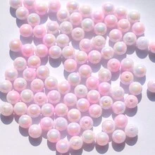100/50/25 件 6 毫米/8 毫米/10 毫米粉色可爱美丽双色各种尺寸亚克力珠，适合制作情侣手链、DIY 珠宝手链、配饰以及制作手机链 - 粉色 - 查看 5