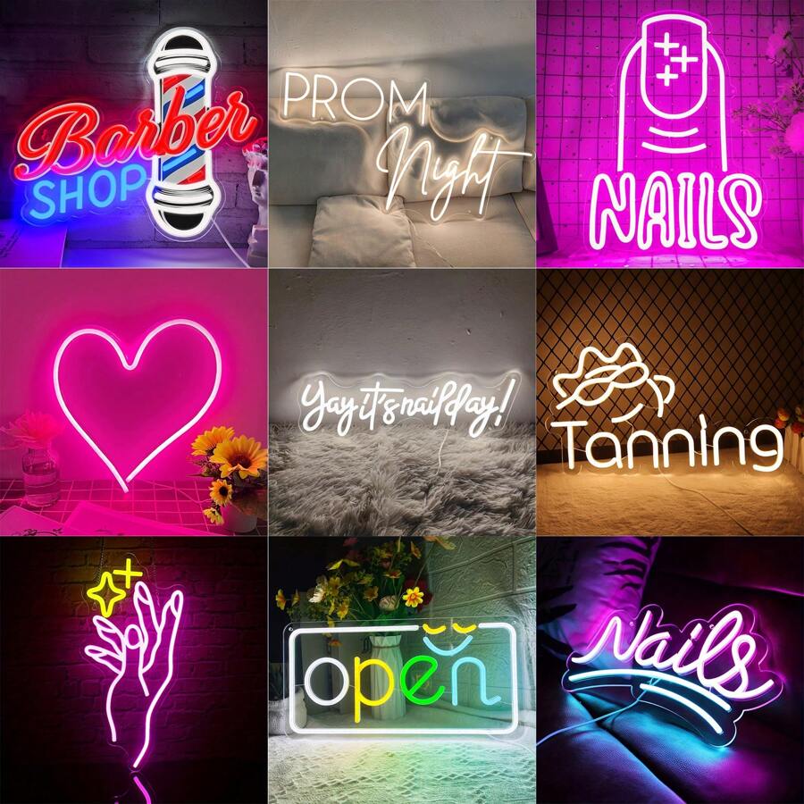理发店霓虹灯装饰、舞会之夜霓虹灯、美甲沙龙办公室酒吧餐厅的美甲霓虹灯、心形霓虹灯、“耶，这是美甲日”霓虹灯墙面装饰、美甲霓虹灯装饰、美黑沙龙霓虹灯、美甲墙艺术霓虹灯、可爱的美甲沙龙霓虹灯礼物、OPEN 霓虹灯标志、笑脸霓虹灯、NAILS 霓虹灯墙面装饰、美甲室、沙龙霓虹灯墙面装饰、送给亲人的独特礼物、LED 霓虹灯美容沙龙技术装饰、美甲墙灯装饰、学校班级聚会毕业舞会家庭房间商店装饰、USB 供电 - 白色 - 查看 1