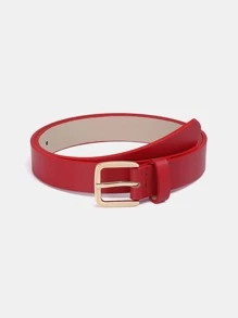 1 件女士纯色休闲聚氨酯金色金属扣装饰腰带，适合日常佩戴 - A - 查看 22