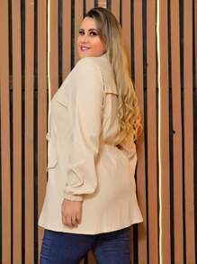 PLUS SIZE BENGALINE JACKET WINTER OVERCOATER PLUS SIZE CUSTOM CUFF CUFF MODEL PARKA COAT - Beige - View 3