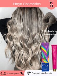 NEKANE Tinte profesional permanente en crema  , excelente en la cobertura de canas, tubo de 90gr + peroxido de 20 vol. Halloween - 9.1 Rubio Muy claro cenizo - Ver 1